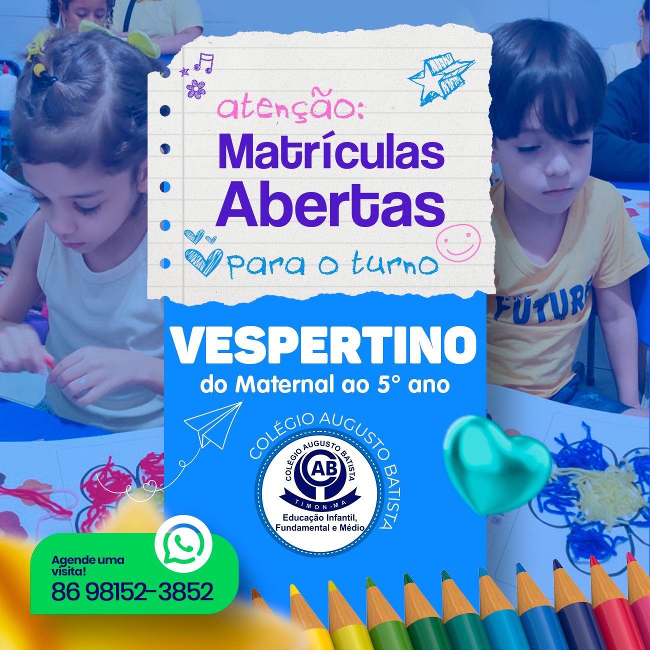 Matrículas abertas par o turno vespertino